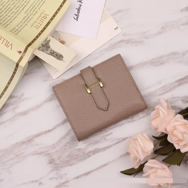 Genuine Leather Women Luxury Lychee Pattern Wallets Long Brand Zipper Coin Purses Female Solid Colors Hasp Thin Clutch Phone Bag Gray