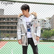 Tcyeek, новинка, брендовая зимняя куртка для мужчин, натуральный мех енота, с капюшоном, пуховик, мужская мода, уличная одежда, пуховики Hiver LW2306