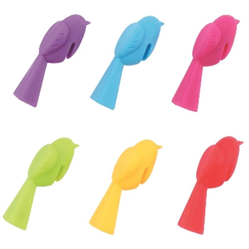 6PCS Food Grade Silicone Multicolor Bird Shape Wine Glass Markers Drinking Cup Identifier Sign Mark Party Supplies Drink Charms