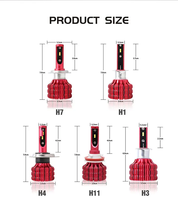 2pcs H4 led H1 H3 H7 H11 5202 H16 9005 HB3 9006 HB4 car light blub auto headlight 12v heaadlamp csp led h7 super bright 6000k