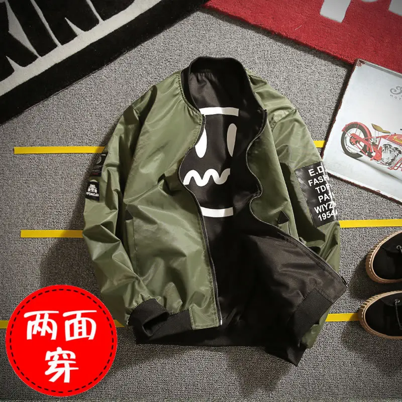

2018 Summer New Style Reversible Jacket Men Plus-sized Large Size Thin Coat Coat Korean-style Trend Men'S Wear