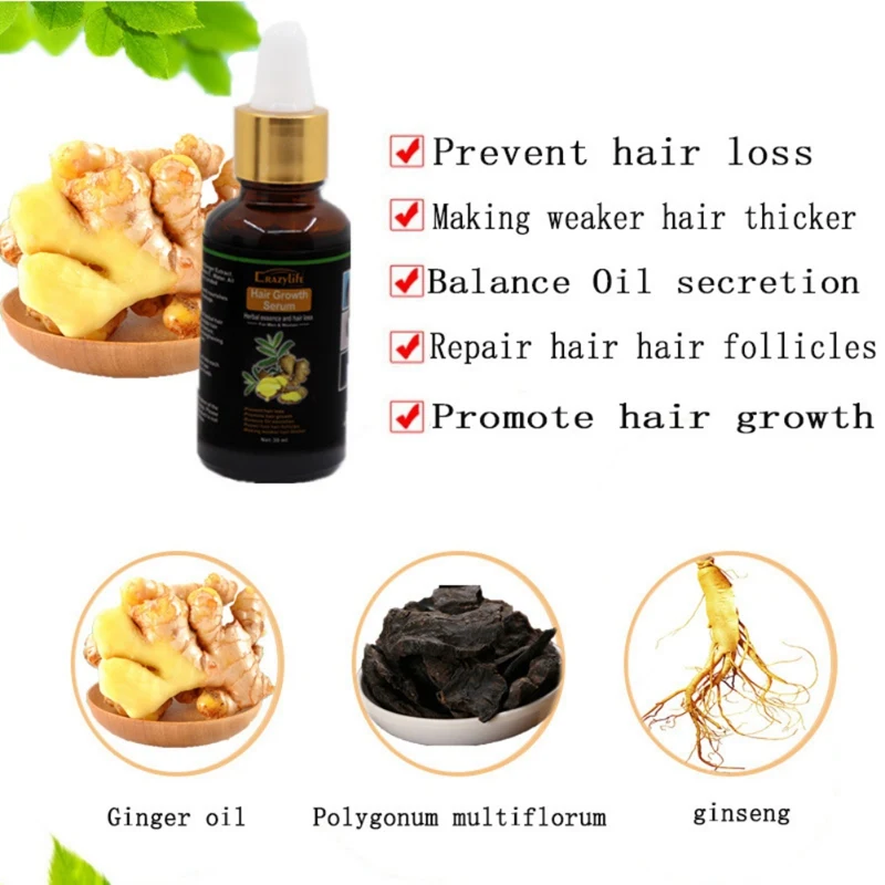 30 мл Сыворотка для роста волос имбирь и растение против выпадения волос Эфирные масла Мягкая натуральная формула