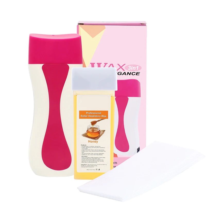 

3 In 1 Quick Hair Removal Warm Wax Set Portable Wax Melting Machine Beeswax Warm Wax Hair Removing Paper Body Face for Unisex