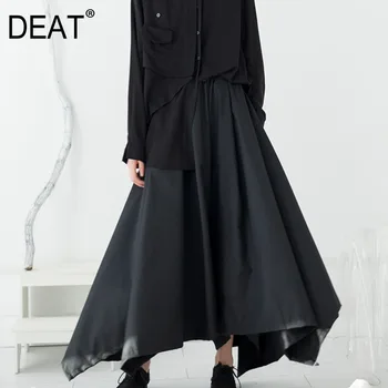 

DEAT Solid Color Irregular Looseplus Woman Wide Leg Pants Simple Dark Personality Fashion 2020 spring Winter New TV073