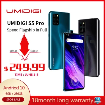 

UMIDIGI S5 Pro Phone Android 10 Global Version 6.39" FHD+ AMOLED 256GB In-screen Fingerprint Pop-up Selfie Camera Helio G90T NFC