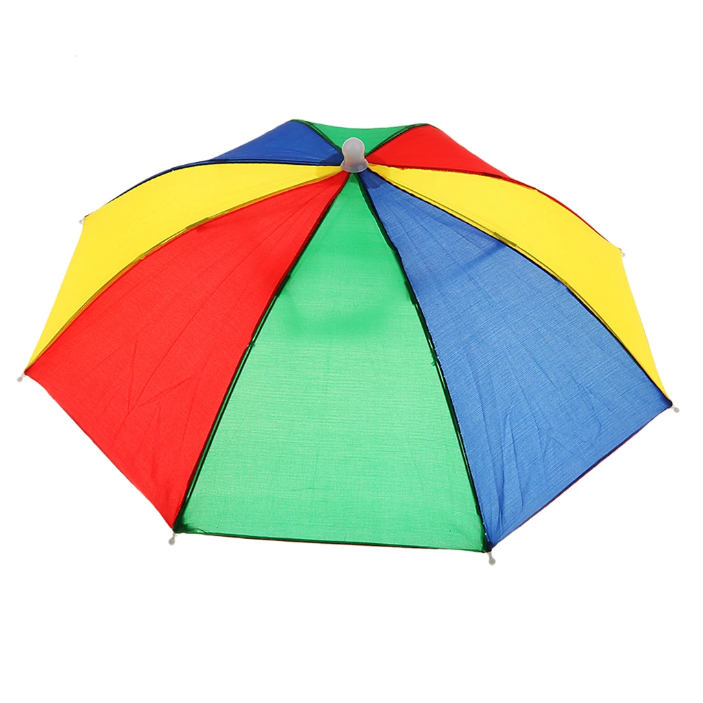 Rainbow Sun Rain Protection Umbrella Hat Kids Children Outdoor Headwear Para for Camping Fishing Hunting Hiking