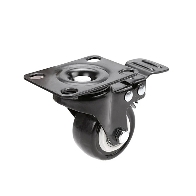

4 Piece PU Black Wheels Rotating Hardware Furniture Chair Roller Brake Caster|