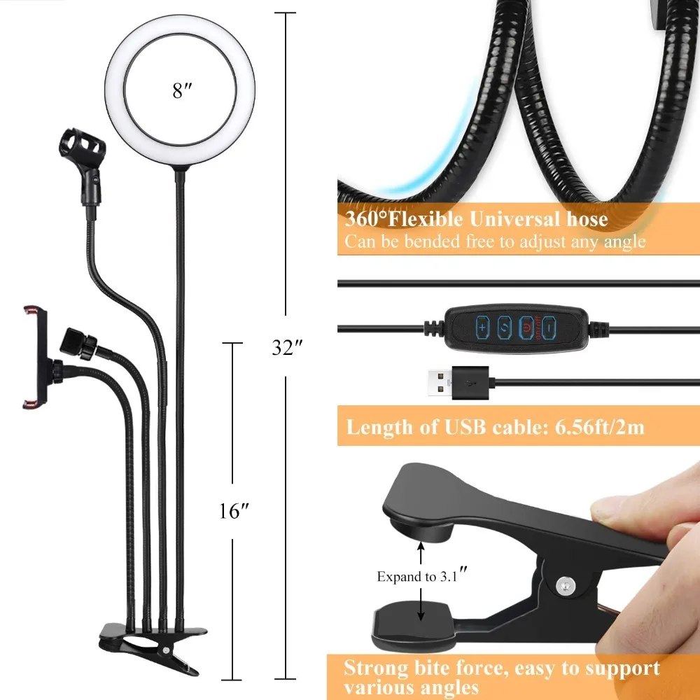 Selfie Ring Light with Cell Phone Holder Stand (12)