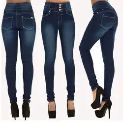 Женские джинсы с высокой талией! Для женщин Открытый Высокая талия узкие Стрейчевые джинсы-скини джинсовые лучшие продажи Джеггинсы 9,17