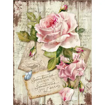 

5D diamond Mosaic Picture Diamond Embroidery Pink rose Diy Diamond Painting Cross Stitch flower Patterns square drill Needlework