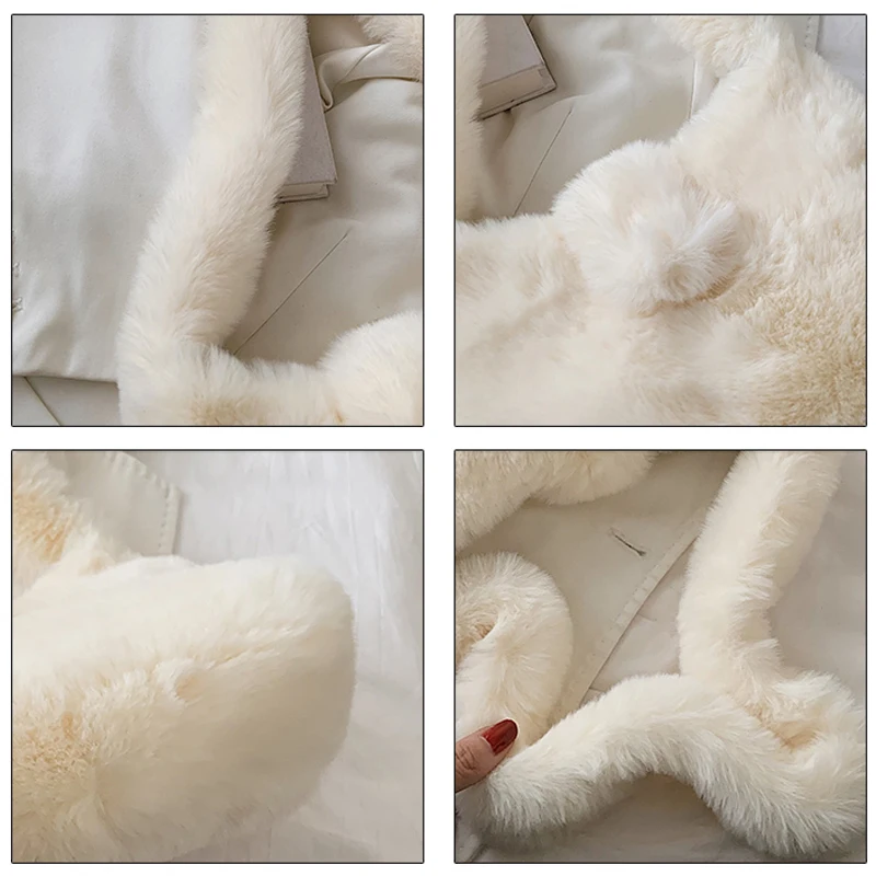 Solid Plush Bags Soft Fluffy Bag For Women 2021 Winter New Furry Bags Luxury Designer Handbag Faux Fur Shoulder Bags Comfortable