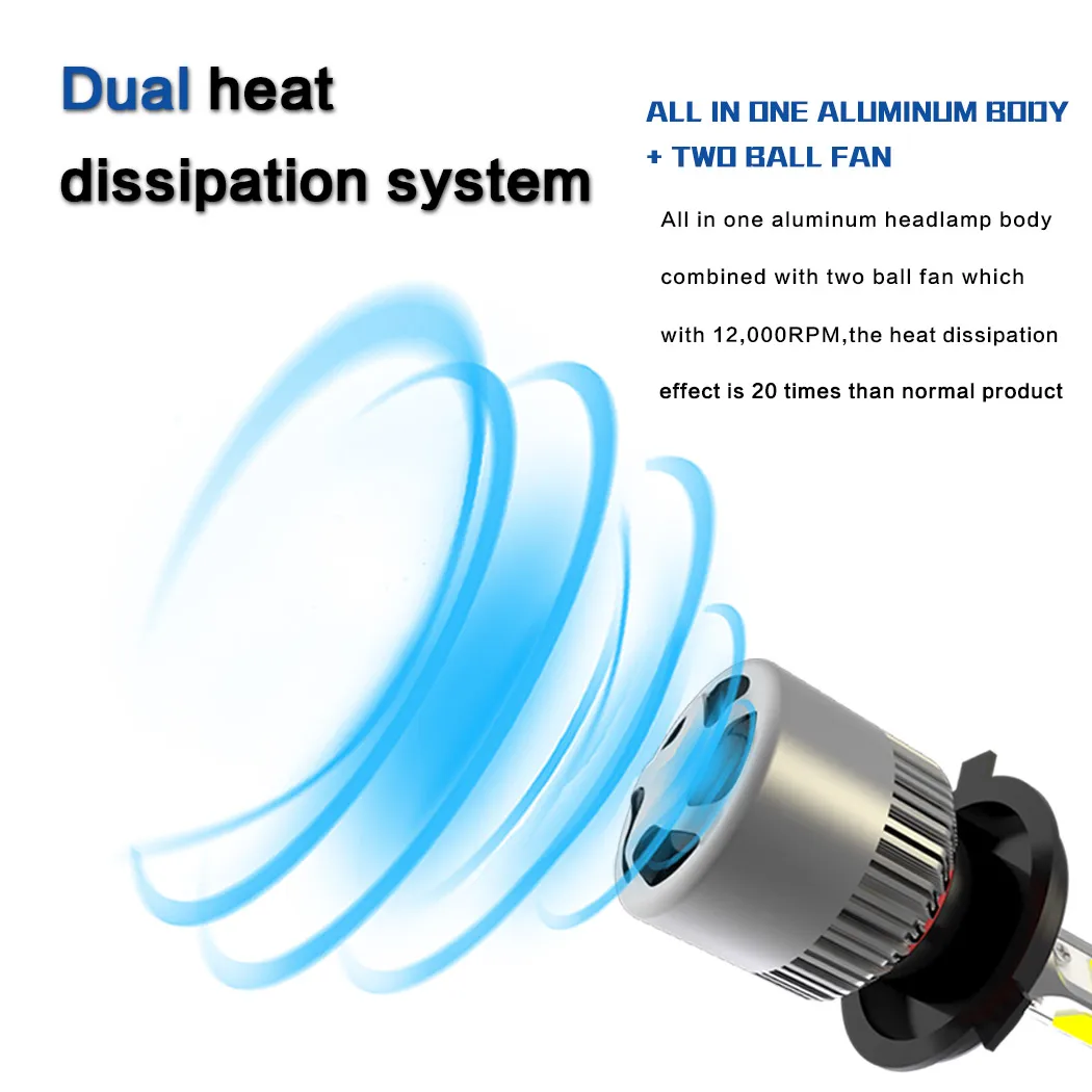 H4 светодиодный фара для мотоцикла 4500LM 36W Hi/Lo конверсионный комплект 6500K
