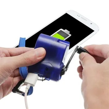 

New Blue Plastic and Electronic Element USB Travel Emergency Phone Charger Dynamo Hand Manual Charger Blue