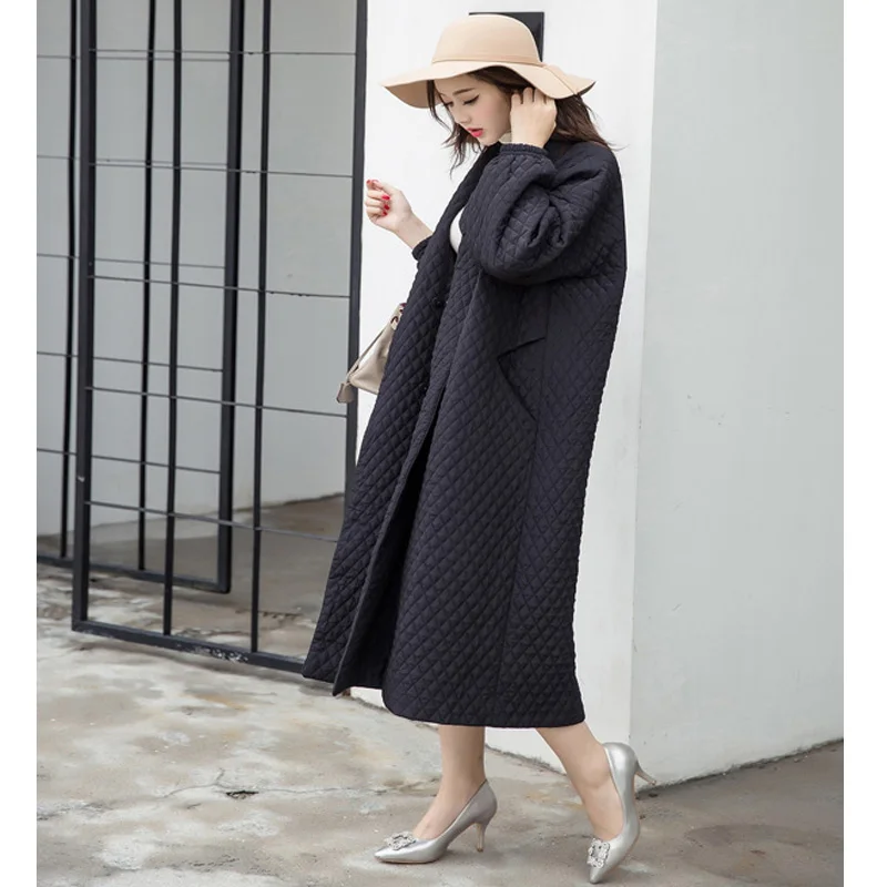 2019 модная куртка Осенняя Женская Длинная черная ветровка большого размера