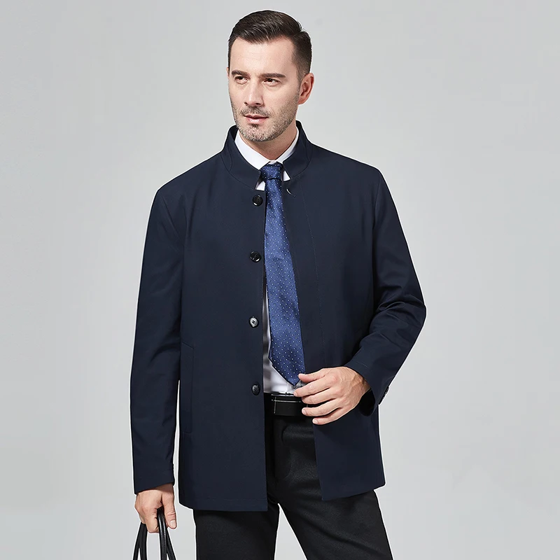 

Stand Collar Long Jackets Mens Green Long Coats Mens Office Trench Coats Gentleman Windbreaker Smart Casual Winter Mens Clothing