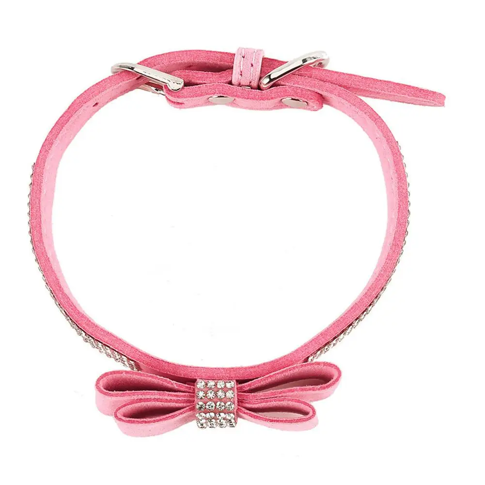 Собачий ошейник в стразах из искусственной кожи с кристаллами и бриллиантами для