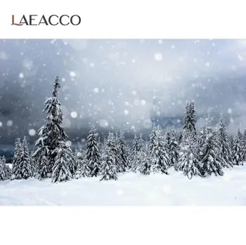 

Laeacco Fairy Snowflake Scenery Forests Winter Polka Dots Photo Backdrop Photo Background Photocall For Photo studio