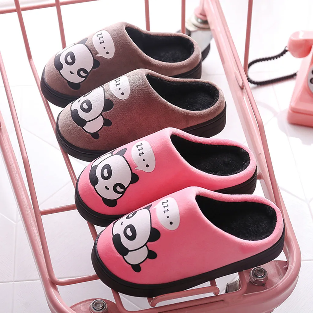 Детская Милая хлопковая зимняя теплая Домашняя обувь; тапочки для маленьких мальчиков и девочек; обувь для маленьких детей; домашние утепленные тапочки с милыми животными