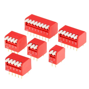 

5PCS Slide Type Lateral Switch Module 2P 3P 4P 5P 6P 8P Bit 2.54mm Position Way DIP Red Pitch Toggle Switch Snap Switch