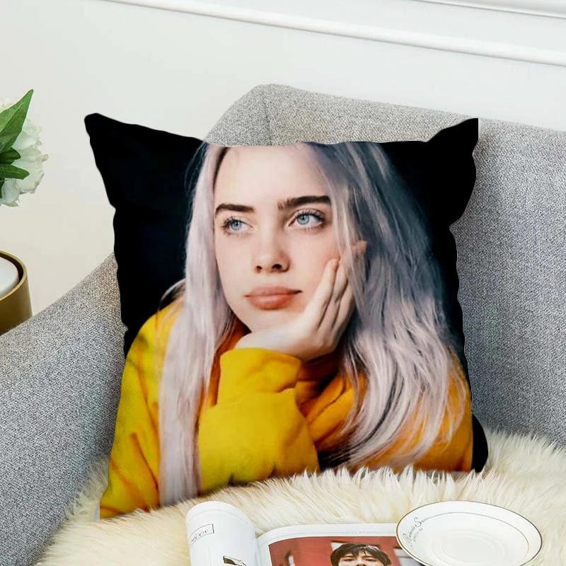 billie eilish Pillow Case Polyester Decorative Pillowcases Throw Pillow Cover style-4