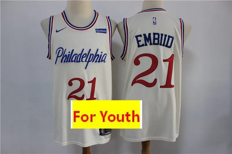 1 /20 City Edition Philadelphia youth#25 Бен Симмонс#21 Joel Embiid детская футболка - Цвет: 1