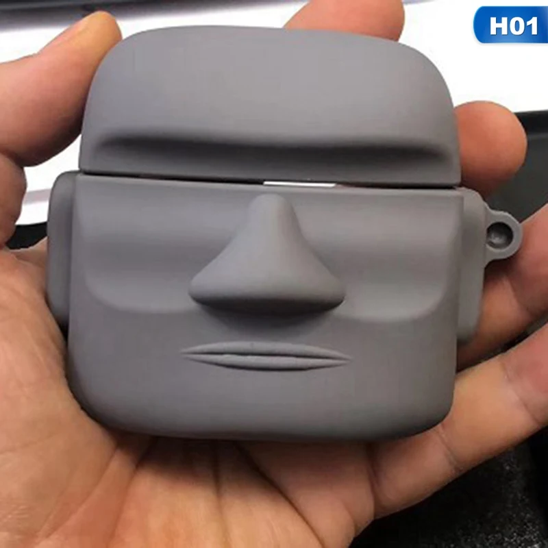 3D чехол для наушников для Airpods Pro, силиконовый чехол с портретным камнем для Apple AirPods 1/2, чехол для наушников, кольцевой ремешок
