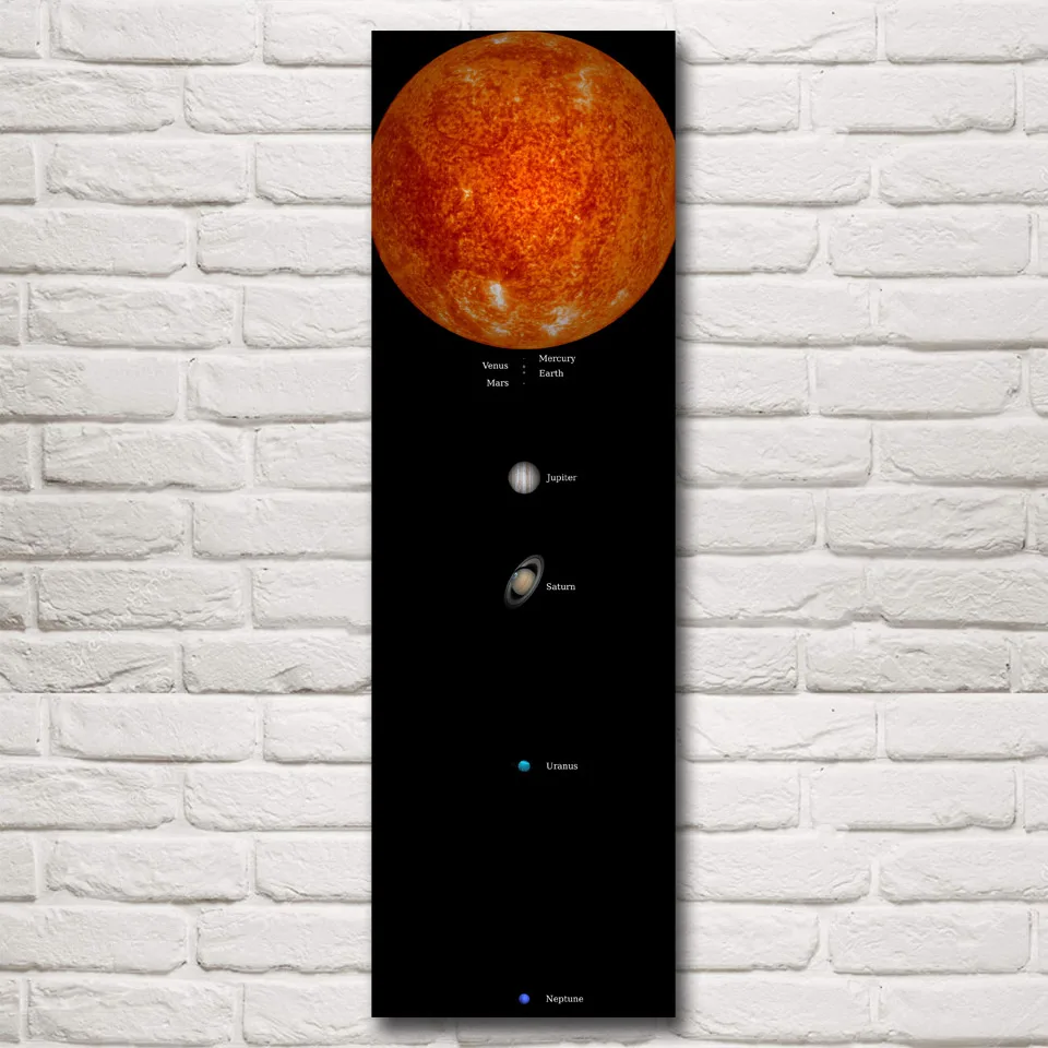P-S-097 Space Solar System Planet Sun Mercury Venus Earth Jupiter Saturn Uranus Posters Art Living Room Silk Print Paintings Wall Decor