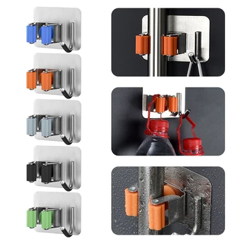 

Moisture Rust Proof Mop Holder Kitchen Bathroom 304 Stainless Steel Wall Mount Mops Sundries Hanger Storage Holders Racks