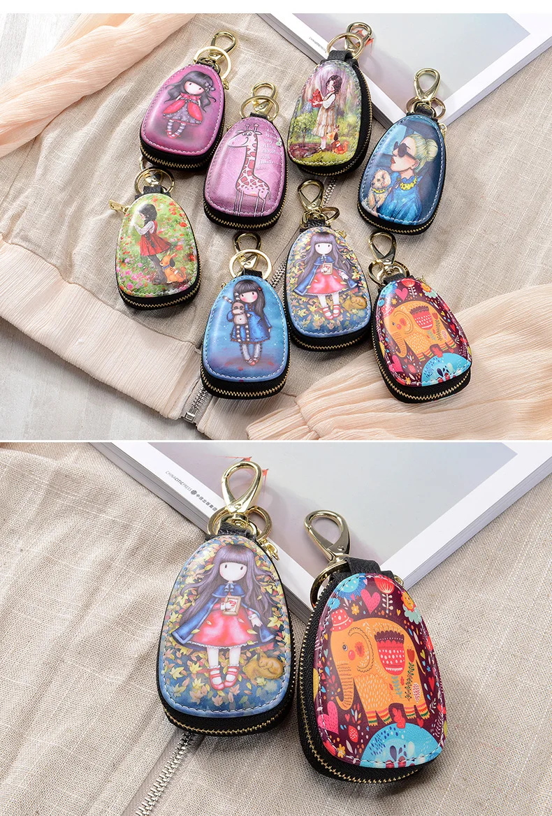 General car key case cartoon pattern protection cover men and women key case Porta Chaves Purse Porta Chave Funda Llave