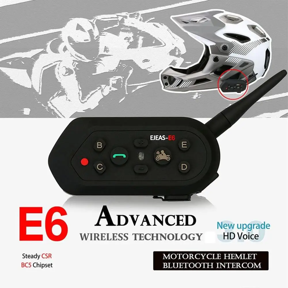 

Motorcycle Walkie-talkie Headset Outdoor Full-duplex Real-time Call Wireless Helmet Intercom Headset E6