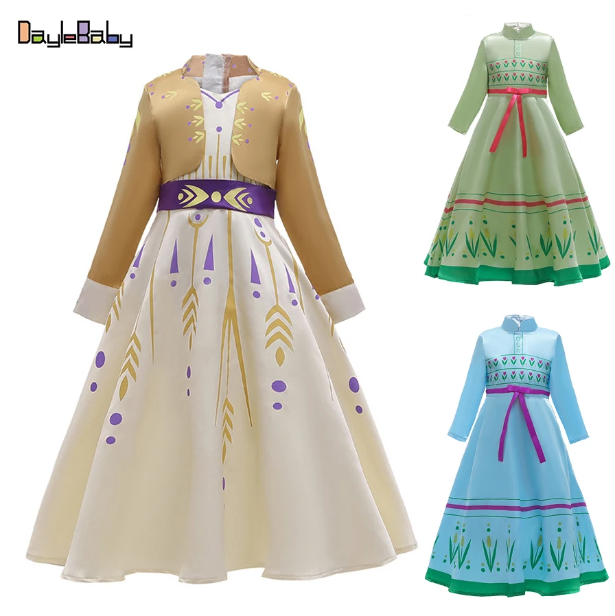 Новинка платье Эльзы для девочек Одежда принцессы Айши Frozen2 маскарадный костюм