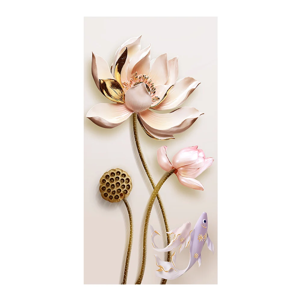 Lotus Fish Vertical Version Diamond Painting Round Full Drill Floral Nouveaute DIY Mosaic Embroidery 5D Cross Stitch Home Decor | Дом и сад