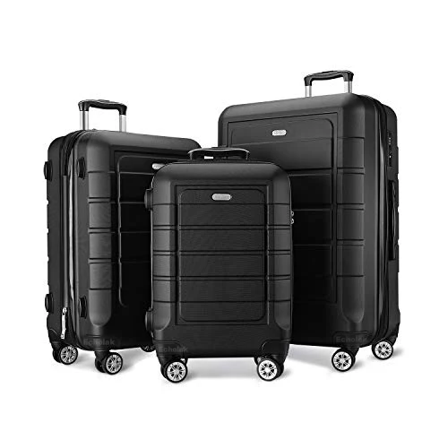 Черный Набор из 3 предметов для багажа с TSA замком Spinner 20in24in28in расширяемый чехол для костюма PC+ ABS чехол для костюма с колесиком Чехол для багажа - Цвет: Черный