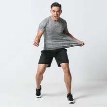 Быстросохнущая Футболка мужская летняя круглая шея с коротким рукавом дышащая быстросохнущая одежда свободный большой размер фитнес Толстовка