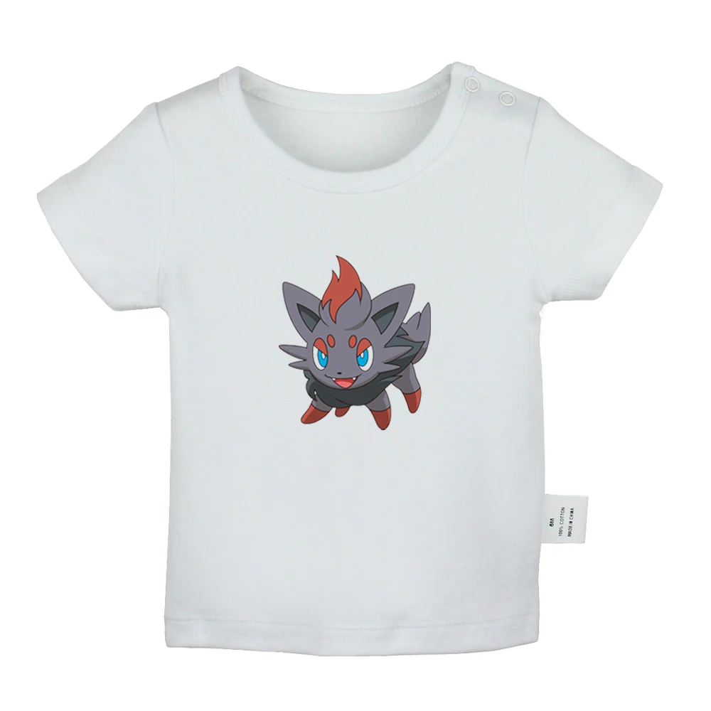 Футболки для новорожденных с рисунком из мультфильма «Pokemon Oddish Wartortle Zorua Goldeen»; однотонные футболки с короткими рукавами для малышей