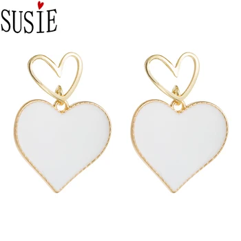 

LOVE SUSIE Earrings Love Heart Shape 925 Romantic Girl Gifts White Jewelery Earring Accessories For Party