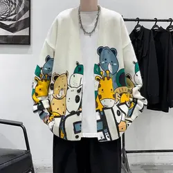 Spring Autumn Men's Sweater Japan Fashion Men Clothes 2021 Cartoon Sweaters Men Casual Streetwear Hip Hop Cardigan Sweater Men