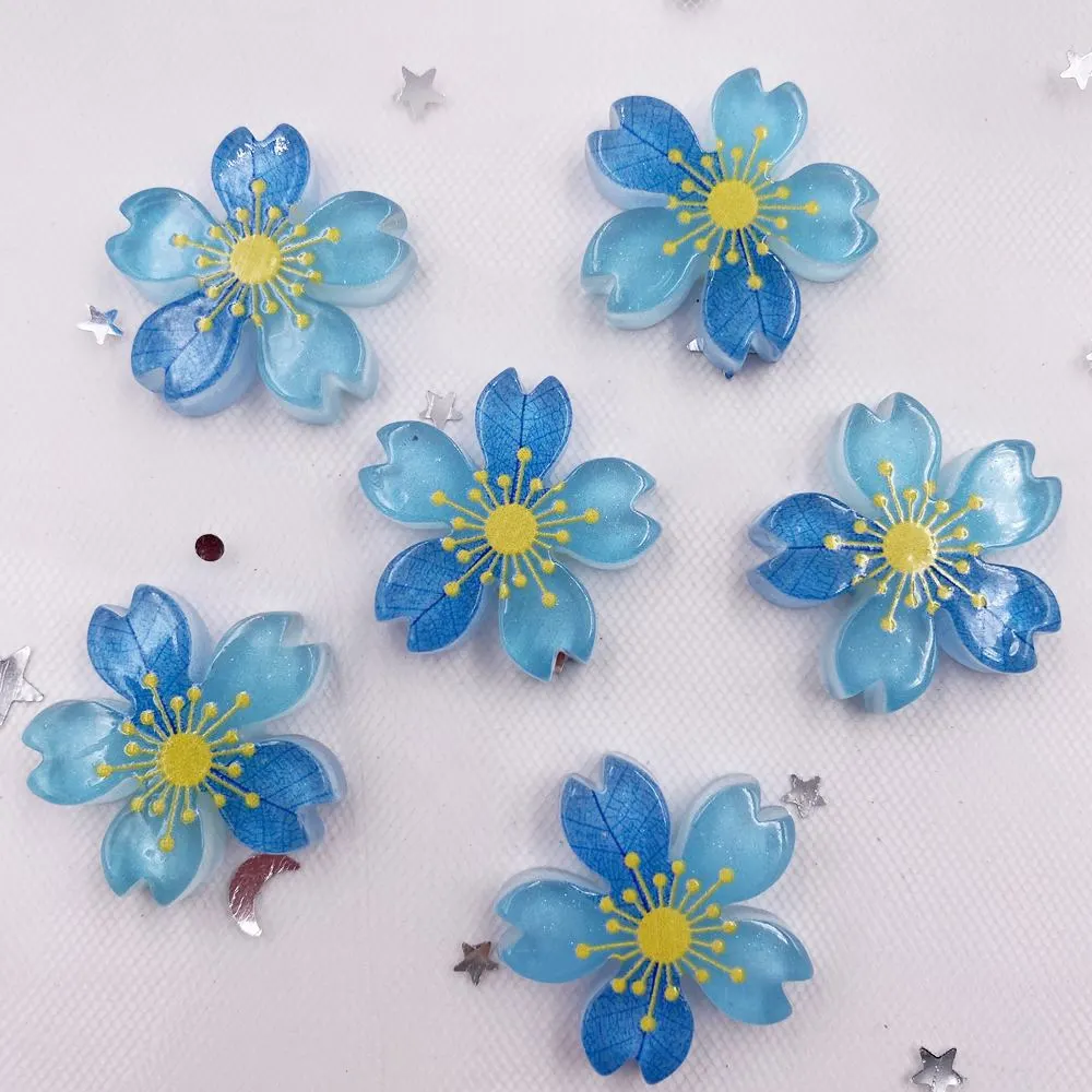 아름다운 반짝이 다채로운 수지 벚꽃 플랫백 라인스톤 야광 스크랩북 DIY 액세서리 장식 공예 SH8, 26mm