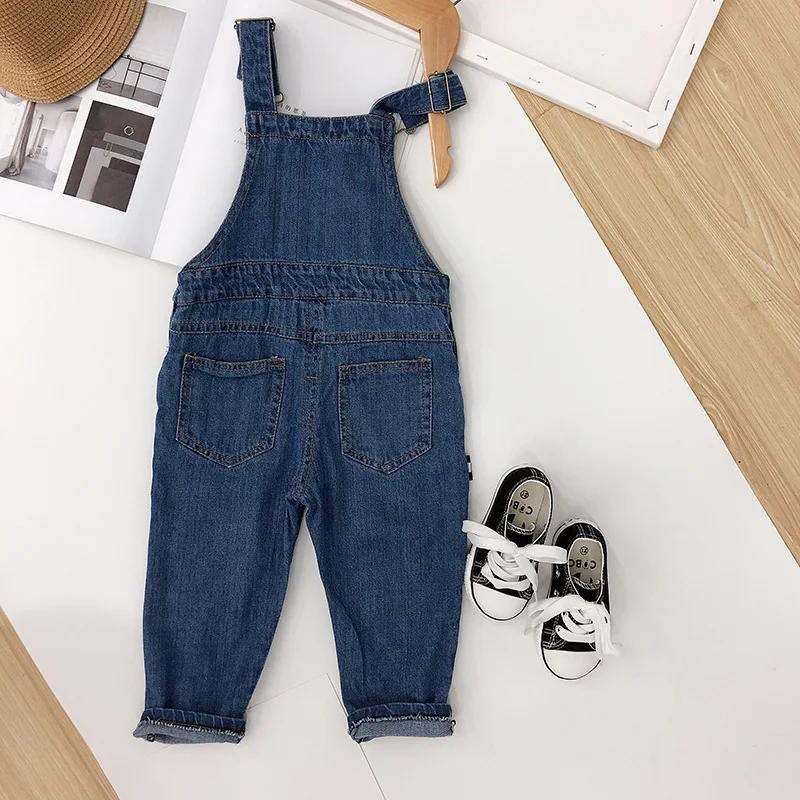 WLG kids overalls boys girls spring autumn denim blue overall baby casual all match clothes