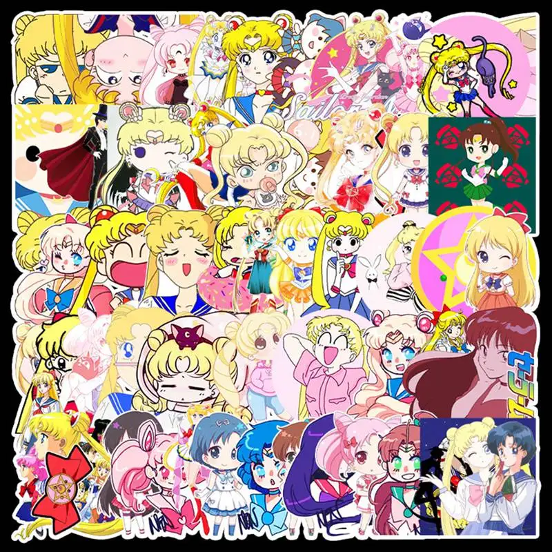 

59Pcs Anime Sailor Moon Sticker Paster Cartoon Scrapbook Craft Decoration For Luggage Laptop Stationery Stickers Kids Toy