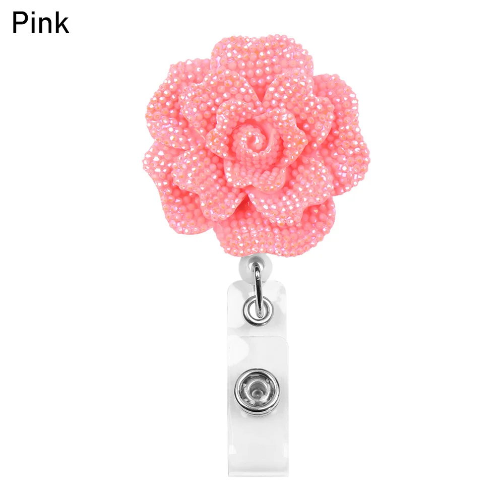 pink 1 шт. модные, в форме розы выдвижной значок медсестры катушка доктор студентов ID карты держатель канцелярские принадлежности канцелярские товары - Цвет: pink