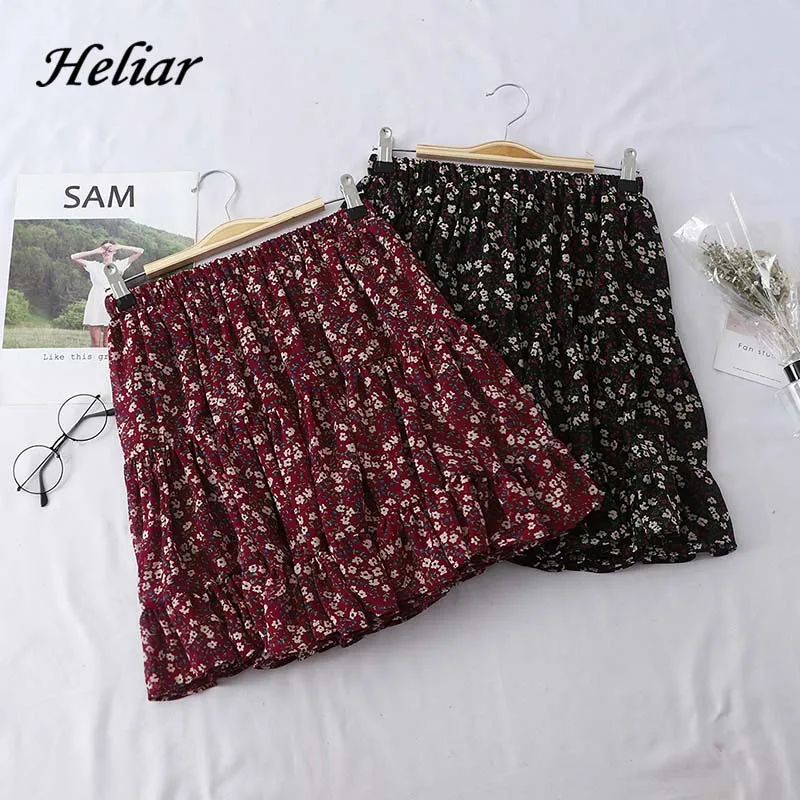 Женская плиссированная юбка Heliar Повседневная мини-юбка с цветочным принтом и