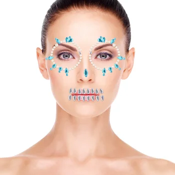 

6Pcs Halloween Horrible Facial Sticker Horror Acrylic Drill Fake Sticker Drill Makeup Accessories Decoration