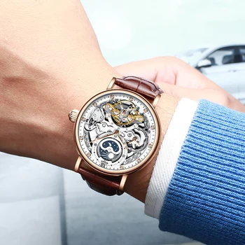

Business Mechanical Luminous Watch Chronograph Wristwatch Rhinestone Inlaid