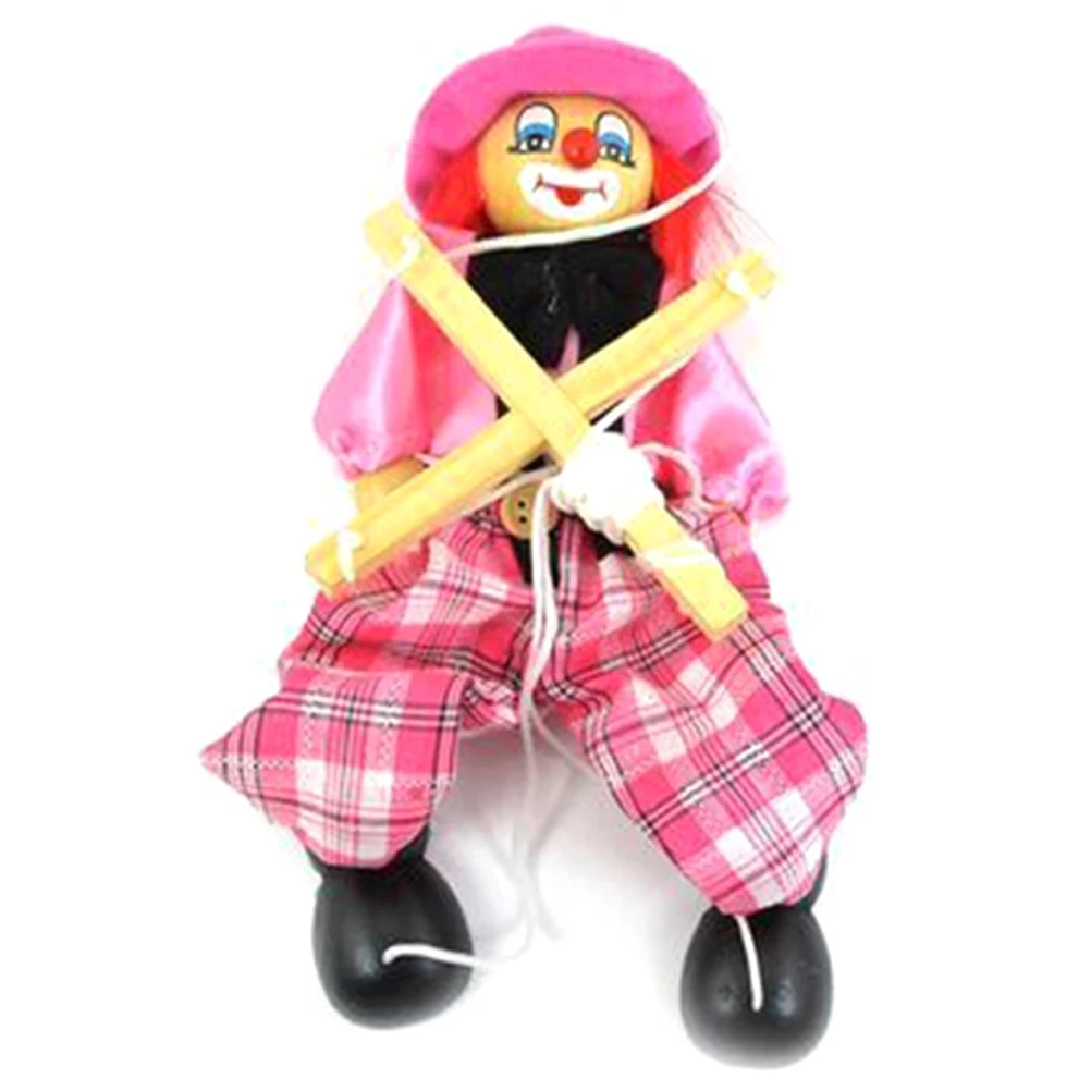 Great Marionette Pull String Puppet Clown Wooden Doll Kids Children Fun Toy BA 