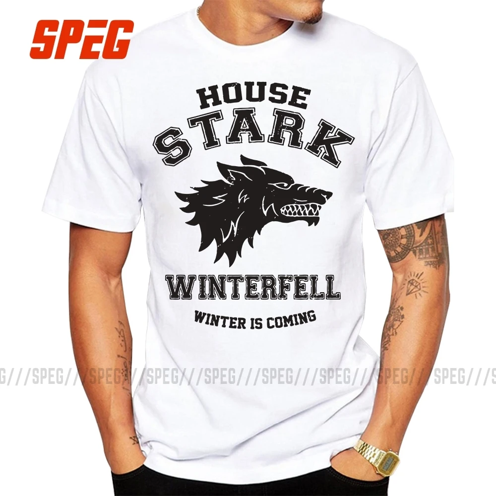 Дизайнерская футболка с надписью House Stark WInterfell Winter is Coming белая мужская из 100%