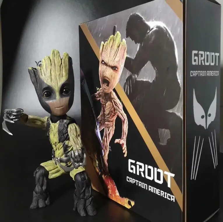 Marvel стражи Галактики дерево человек как Мстители супер герой Дэдпул Тор Капитан Америка Росомаха фигурка героя модель игрушки - Цвет: Wolverine with box