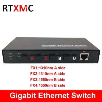 

4G3E1000M Gigabit Ethernet switch Fiber Optical Media Converter Single Mode 4*1.25G Fiber SC 3RJ45 4SC port 2UTP single fiber
