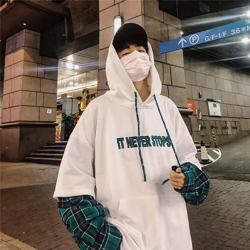 Клетчатая толстовка с капюшоном Мужские толстовки в стиле Hip Hop Уличная