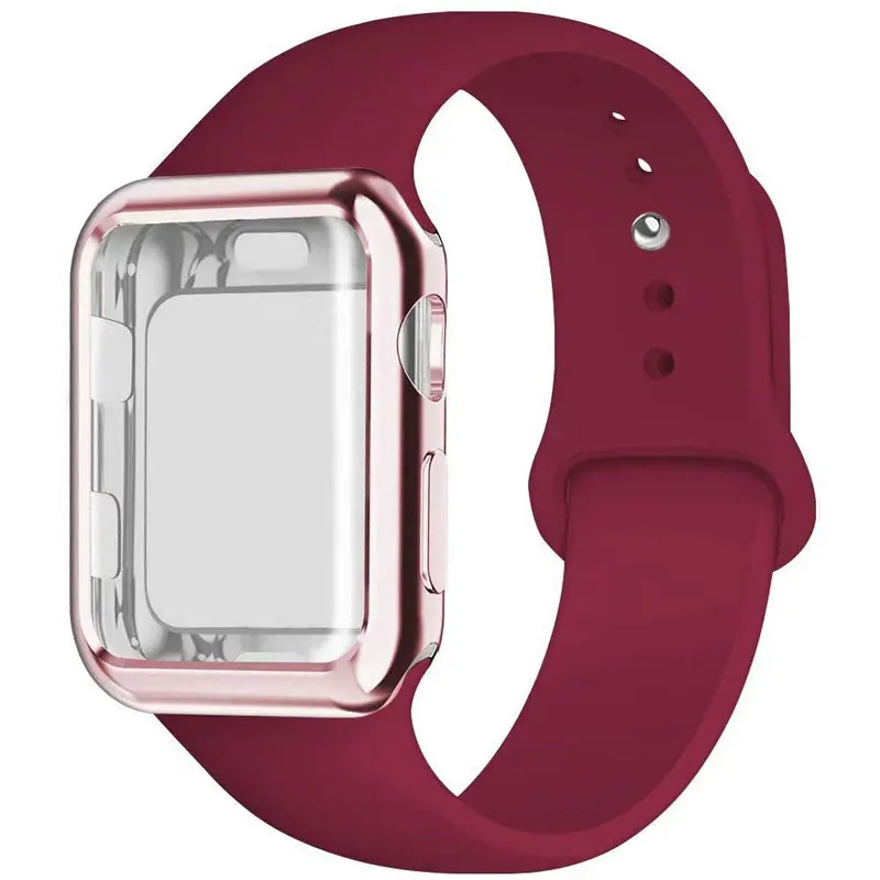 Силиконовый спортивный ремешок для часов, чехол для Apple Watch 5, 4, 3, 2, 1, 38 мм, 42 мм, ремешок для часов iwatch 40 мм, 44 мм, силиконовый браслет - Цвет ремешка: Rose red